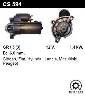 Стартер - FIAT - SCUDO - 1.9 Diesel - CS594