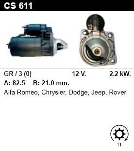 Стартер - ROVER - 825 - 2.5 Diesel - CS611