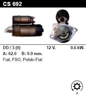 Стартер - FSO - Polski Fiat - 126p 0.6 - CS692