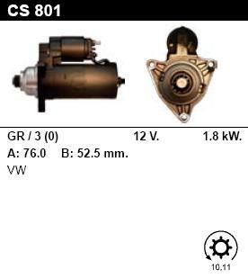 Стартер - VOLKSWAGEN - TRANSPORTER - 2.4 Diesel - CS801