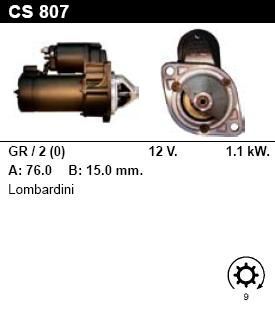 Стартер - LOMBARDINI - MOTORS Various Models - 1.2 Diesel - CS807