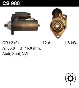 Стартер - VOLKSWAGEN - POLO - 1.7 SDi - CS988