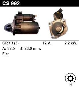 Стартер - FIAT - BRAVA - 1.9 Diesel - CS992