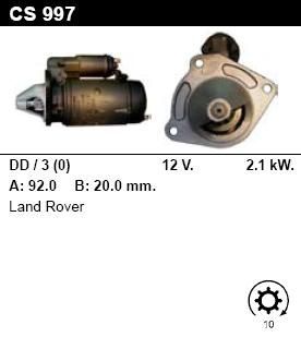 Стартер - LAND ROVER - 109 - 2.25 Diesel - CS997