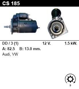 Стартер - VOLKSWAGEN - SANTANA - 1.6 Diesel - CS185