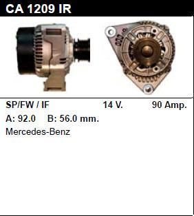 Генератор - MERCEDES-BENZ - Sprinter - 308 2.3 DIESEL - CA1209