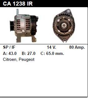 Генератор - PEUGEOT - 605 - 2.1 TD 12V - CA1238