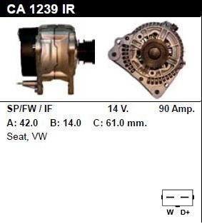 Генератор - VOLKSWAGEN - POLO - 1.9 DIESEL - CA1239