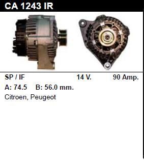 Генератор - PEUGEOT - 106 - 1.6 S 16 - CA1243