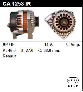 Генератор - RENAULT - CLIO - 1.1 - CA1253