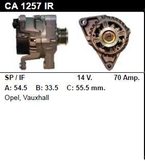 Генератор - OPEL - AGILA - 1.2 I 16V - CA1257