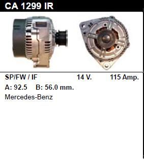 Генератор - MERCEDES-BENZ - Sprinter - 210 2.9 DIESEL - CA1299
