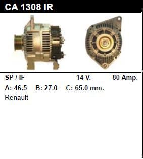 Генератор - RENAULT - LAGUNA - 2.2 TD - CA1308