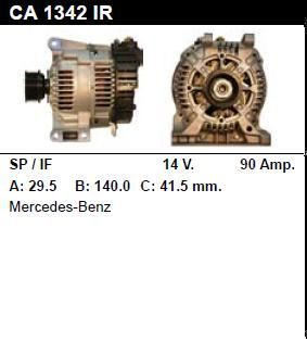 Генератор - MERCEDES-BENZ - A 160 - 1.6 - CA1342