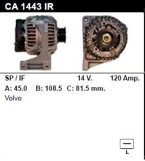 Генератор - VOLVO - S80 - 2.4 BIFUEL - CA1443