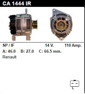 Генератор - RENAULT - CLIO - 2.0 16V SPORT - CA1444