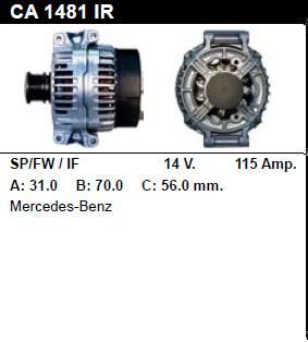 Генератор - MERCEDES-BENZ - Sprinter - 416 2.7 CDI 4X4 - CA1481