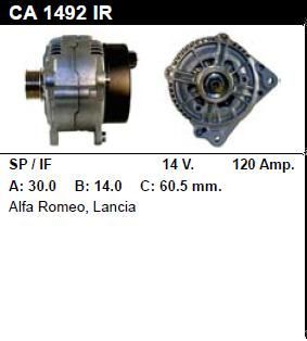 Генератор - ALFA ROMEO - ALFA 166 - 2.5 V6 24V - CA1492