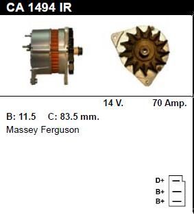 Генератор - MASSEY FERGUSON - VARIOUS MODELS - 6160 - CA1494
