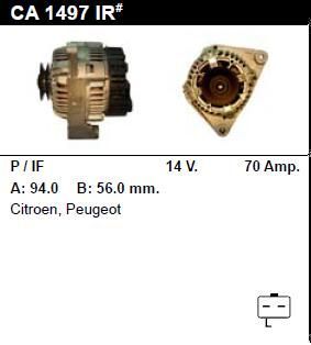 Генератор - PEUGEOT - 206 - 1.6 I - CA1497