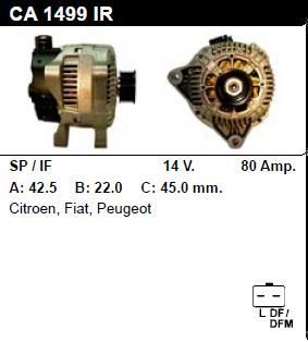 Генератор - PEUGEOT - 206 - 1.6 16V - CA1499