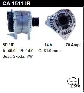 Генератор - SEAT - TOLEDO - 1.4 16V - CA1511