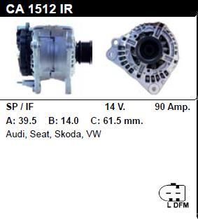 Генератор - SEAT - TOLEDO - 1.6 16V - CA1512