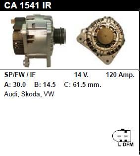 Генератор - VOLKSWAGEN - PASSAT - 1.9 TDI SYNCRO 4 MOTION - CA1541