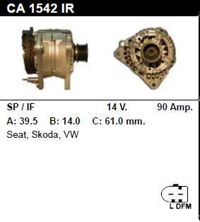 Генератор - SKODA - FABIA - 1.4 16V - CA1542