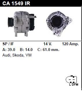 Генератор - VOLKSWAGEN - LT - 40-55 2.8 TDI - CA1549