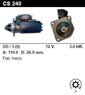 Стартер - IVECO - MOTORS - 8041 3.9 - CS240