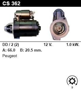 Стартер - PEUGEOT - J9 - 1.6 - CS362
