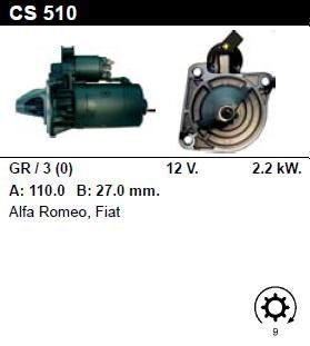 Стартер - FIAT - DUCATO - 2.5 DIESEL - CS510