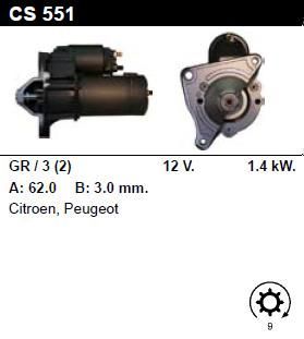 Стартер - PEUGEOT - 306 - 1.9 TD - CS551