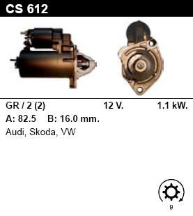 Стартер - AUDI - A4 - 2.0 - CS612