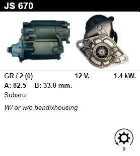 Стартер - SUBARU - LEONE - 1.8 TURBO 1800 SUPER 4WD  - JS670
