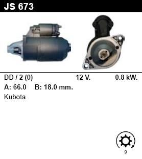 Стартер - KUBOTA - MOTORS - ENGINE - JS673