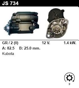 Стартер - KUBOTA - MOTORS - ENGINE - JS734