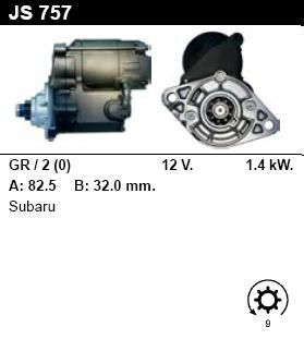 Стартер - SUBARU - LEGACY - 2.2 2200 4WD - JS757