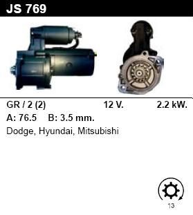 Стартер - MITSUBISHI - L 200 - 2.5 DIESEL 4WD - JS769
