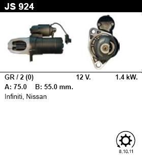 Стартер - NISSAN - MAXIMA - QX 2.0 V6 24V - JS924