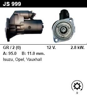 Стартер - OPEL - CAMPO - 2.5 TD 4X4 - JS999