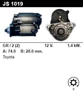 Стартер - TOYOTA - HIACE - 2.4 4WD - JS1019