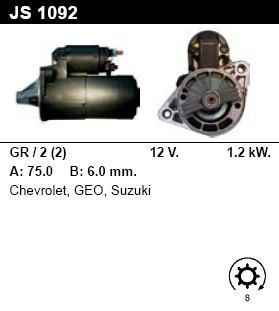 Стартер - SUZUKI - AERIO - 2.0 - JS1092