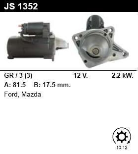 Стартер - MAZDA - B2500 - 2.5 TD 4WD - JS1352