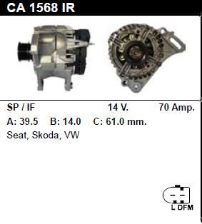 Генератор - SKODA - FABIA - 1.4 - CA1568