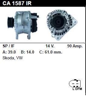 Генератор - SKODA - OCTAVIA - 1.6 - CA1587