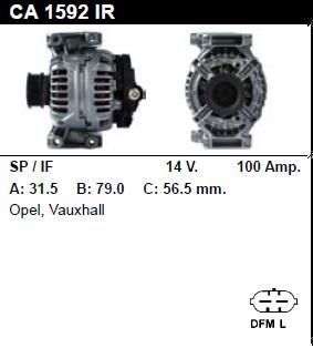 Генератор - OPEL - VECTRA - C 2.2 I 16V GTS - CA1592
