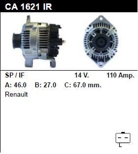 Генератор - RENAULT - CLIO - 1.9 DTI - CA1621