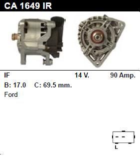 Генератор - FORD - FIESTA - 1.8 DIESEL - CA1649